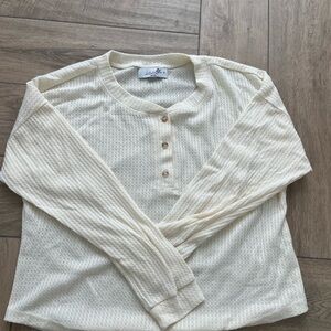 Lu Bella Boutique cream waffle knit shirt and pants set size small